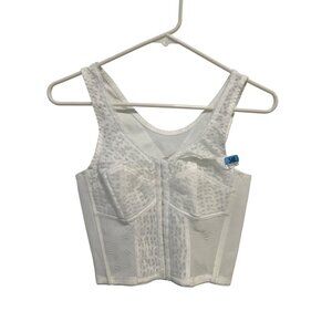 Vintage Bestform Longline Bra Bustier Size 34B Hook and Eye White Intimate NEW